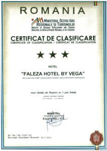 Certificat clasificare Faleza*** Hotel by Vega